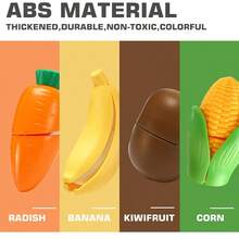 HUANG ER 儿童厨房切食物玩具，假装水果蔬菜配件，带购物储物篮，塑料迷你碗碟和刀具，益智玩具，男孩和女孩玩具，圣诞礼物，万圣节礼物（鸡蛋、鱼、烤鸡、香蕉、橙子）