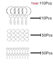110Pcs Keychain Open Jump Rings Eye Pins Jewelry Making Accessories Kits For DIY Epoxy Resin Key Chain Key Ring Pendants