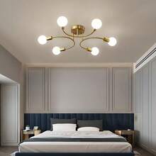 Nordic Industrial Style Iron Art Ceiling Light, Living Room, Bedroom, Multi Head Modern Minimalist Creative Branch Chandelier, Dining Room - 6-head Copper U-shaped Chandelier - View 3