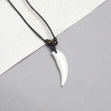 3pcs Adjustable Acrylic Faux Tooth Pendant Necklaces, Unisex Casual Vintage Fashion Accessory Suitable For Holiday, Travel, Leisure, Versatile Charm Necklace