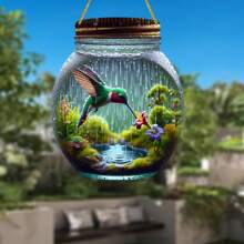 Mason Jar Hummingbird Sun Catcher - Delicate Handmade Glass Art With Nectar Blooms, Perfect Nature Lover Gift