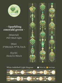 美丽的一天 PET 计划本和纸胶带 - 星链系列，华丽珠宝主题装饰贴纸，8 种设计，适用于 DIY 计划本和笔记本学校用品，返校 - 彩色 - 查看 17