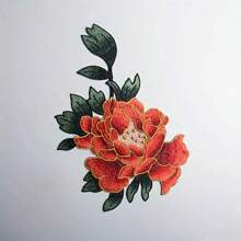 2PCS/Set Vibrant Water Soluble Flower Embroidery Patches For Christmas And New Year Holidays - Pink Orange Rose Red - Fashion-Forward Skirt Stickers & Clothing Accessories - Durable Embroidered Applique For Sewing Projects
