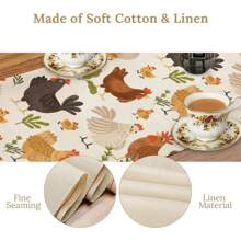 Rooster Chicken Table Flag, Cute Cartoon Animal Farmhouse Spring Summer Seasonal Dining Table Center Decoration Suitable For Home Kitchen Dining Room Wedding Interior And Exterior Decoration