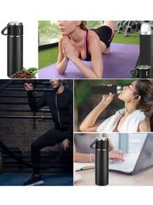 1pc Stainless Steel Three-Lid Long-Lasting Insulated Cup Is A High-End Portable Portable Water Cup Set For Outdoor Business Travel And Household Use, Suitable For Keeping Milk, Coffee, Beer, Tea, Cola, And Cold And Hot Beverages Warm