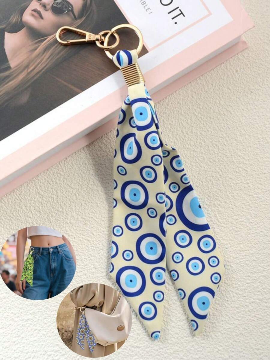 Brand New Bohemian Keychain - Fabric Printed Key Ring Pendant, Evil Eye Bag Charms, Suitable For Bags And Backpacks, Clothes Pants Hanging Ornaments - Perfect Gift For Birthdays And Special Occasions, Key Chain Ring Bag Backpack Charms Car Pendant Women Girls Gift, Wallet And Handbag Accessories