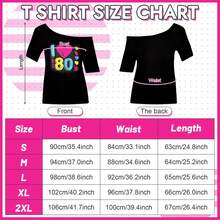 80 年代女士服装配饰套装，1980 年代化装舞会礼服，含 T 恤头带、闪电耳环、项链、手链、网眼袖子，80 年代复古主题派对角色扮演万圣节服装 - 玫紅色 - 查看 3