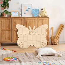 Wooden Baby's 1st Year Milestone Photo Board, Romantic Artificial Wood Memory Photo Frame - 12 Month Display Rack - No Electricity Required - Ideal As Baby's 1st Birthday Gift