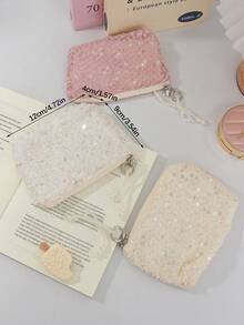 1个亮片零钱包，带蝴蝶结吊坠，闪亮迷你零钱包，可爱少女迷你钱包，钥匙包，数码收纳包，耳机包，美观零钱包，迷你手拿包，小卡包，可爱拉链包，化妆包，唇膏包，迷你化妆包，多种颜色可选，送给她的礼物，旅行必备，邮轮必备，宿舍必备，婚礼伴娘礼物，妈妈礼物，生日礼物，送给朋友和老师的礼物。 - 彩色 - 查看 8