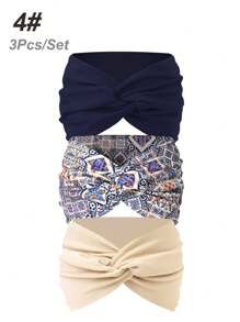 3pcs Women's Extra Wide Criss-Cross Casual Boho Headband, Solid Color Versatile Hair Accessories Turban Headband Sweatband, Hairband