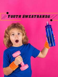 2 件/对儿童腕带散装运动腕带彩色手臂吸汗带适合儿童夏季户外活动足球棒球篮球运动