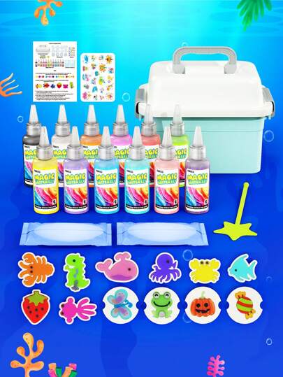 30/42Pcs Magical DIY Handmade Set Toys, 12 Colors Free To Match, Magic Water Baby Modeling Kit Toys, Handmade Sets, Cute Animal Molds, Fruit Molds, Candy Molds, Free To Squeeze The Color Into The Molds To Match, Creative Boys And Girls Games Exercise Children's Imagination And Hands-On Ability, Educational Desktop Games And Toys, Campus Science And Education