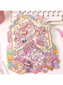 Stickers *3 + Scene Card *1 DIY 3D Sticker Scene Miniature Scene Stickers, Landscape Collage, Handbook Stickers, DIY Collage Paintings Cartoon Cute Planner Stickers Educational Handbook Leisure Toys - Multicolor - View 10