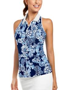 女士高尔夫上衣 无袖工字背心 高尔夫衬衫 运动背心 - 彩色 - 查看 1