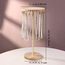 1 pièce Présentoir en bois rond pour collier/bracelet/serre-tête, support organisateur de bijoux. Nécessité estivale pour les femmes. Organisateur de rangement, cadeau, voyage, rentrée scolaire