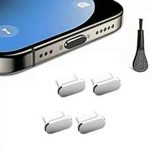 4 pezzi Tappo antipolvere USB-C con spazzola per la pulizia, Coperchio del tipo di porta di ricarica in metallo, Coperchio antipolvere del tipo di porta di ricarica USB-C, Coperchi per la protezione della porta Type-C compatibili con tutti i dispositivi USB-C