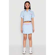 Poplin Varsity Stripe Pleated Skirt - Multicolor - View 1