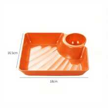4pcs/Set Chip And Dip Serving Set, Plastic Colorful Dumpling Plate Serving Dishes, Reusable Serving Platter Dip Tray With Sauce Compartment For Sushi Taco Salsa Snack Appetizer Party