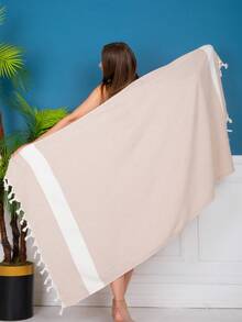 Türkisches Badetuch, Diamant Peshtemal, Peshtemal Badetuch, Dokubba Peshtemal, kompakt, leicht, traditionelles türkisches Handtuch 90x180 cm - Beige - Übersicht 3