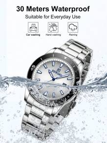 REWARD REWARD Men's Quartz Watch Business Fashion Style Timing Calendar Luminous Hands Multi-Functional Men Wristwatch High Quality Gift Classic Design Stainless Steel Watch Band