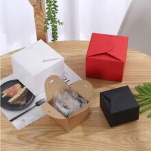 5 Stücke/10 Stücke große quadratische Kuchenbox, kleine Kraftpapier Backwarenbox für Kekse, Gebäck, Süßigkeiten, Mondkuchen Verpackung