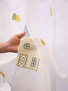 1pc Rod Pocket Kids Curtain, Forest Cabin Design For Boys & Girls, Nursery Bedroom Balcony Sheer Drape - Multicolor - View 4