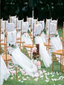 2 件白色透明薄纱背景窗帘，透明背景窗帘，适用于婚礼、招待会、照相亭和家居装饰 - 适用于订婚、迎婴派对、生日、椅子彩带和节日派对摄影背景墙装饰 - 白色 - 查看 8