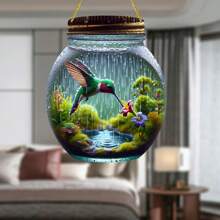 Mason Jar Hummingbird Sun Catcher - Delicate Handmade Glass Art With Nectar Blooms, Perfect Nature Lover Gift