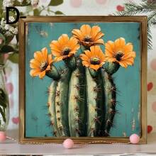 1 Stück Lebendige Kaktus Blume Kunst Holzschild | Rustikaler Landhausstil Wanddekoration Schild für Badezimmer, Garten, Café, Bar, Büro Dekoration, ideales Urlaubsgeschenk | Keine Elektrizität erforderlich | Wandbehang | Multifunktional | Holz