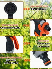 1 Stück Gartenschlauch Set mit Hochdruckbrause, Gartenschlauch Set, strapazierfähiger Gummi, universelle Anschlüsse, geeignet für Reinigung von Haus und Auto, Auto-Wasch-Zubehör, multifunktionales Garten Set, ausziehbares Schlauchdesign, Gartenschlauch