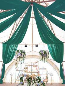 1 buc. Material transparent pentru perdea, lungime 8 m, verde închis, versatil pentru fundaluri de petrecere, arcadă de nuntă, decorațiuni interioare, petrecere de ziua de naștere, fundal pentru ceremonie, decorațiuni pentru masă, recuzită pentru fotografie, material transparent de culoare solidă - Verde inchis - Vizualizare 4