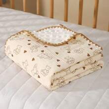 1pc Baby Blanket, Adorable Pattern, Plush Sherpa Fabric, Multi-Functional Use - Stroller Cover, Newborn Swaddle, Nap Blanket, Summer Quilt, Suitable For Spring, Summer, Autumn, Outdoor Use, Size: 100cm*100cm