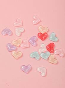 10 Pieces Of Mixed-Color Heart-Shaped Nail Art Accessories, Dopamine Resin Three-Dimensional Nail Art Pendants, DIY Wearable Nail Material Pack. Simple Style And Versatile, Suitable For Nail Salons