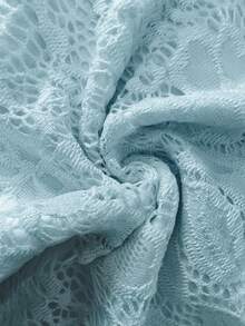 Elegant & Fashionable Ruffled Strap Bow Lace Patchwork Sleeveless Bodycon Mini Dress - Blue - View 10