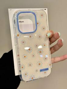 可爱雏菊亮片手机壳，兼容 17 Pro Max、17 Pro、17 Air、17、16、15、14、13、12 Pro Max、11，优雅花卉图案，防震柔软后盖 - 線條花 - 查看 3