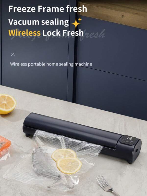 Vacuum Sealer, Automatic Kitchen Food Preservation Sealing Machine, Portable USB Rechargeable Vacuum Machine,Batteries Included 1500mAh