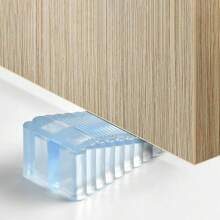 No Drill Door Stopper 1Pc Safety Door Stop Block Wedge Stop Door Stopper Home Office Reusable Door Rear Retainer Impact Stopper Rubber Stops No Drill(Transparent)
