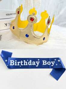 👑 تاج ذهبي للبالغين، قطعة رأس للأمير مرصعة بالراين ، ديكور كيك، تاج لحفلة عيد الميلاد، هدية للأم في عيد الحب، عيد الأم، قطعتان/قطعة