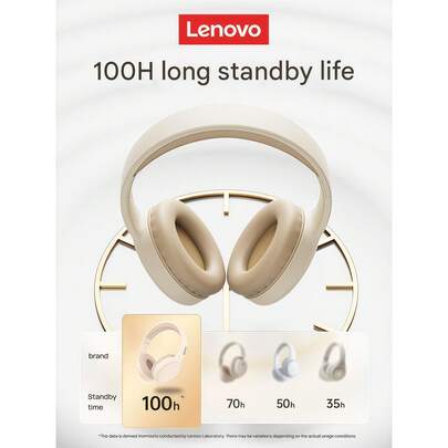 Lenovo Cuffie senza fili over-ear TH30 con Bluetooth 5.3 | Audio stereo Hi-Fi senza perdita di qualità | Sincronizzazione multi-OS | Chiamate vocali HD | Upgrade di qualità audiofila