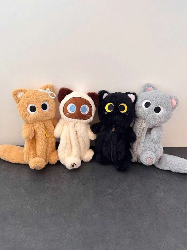 1 Peça Estojo de Lápis Fofo de Gatinho Estudante Escolar, Caixa de Papelaria de Grande Capacidade Aliviadora de Estresse para a Mesa, Bolsa de Armazenamento Multifuncional de Régua, Borracha, Lápis, Também pode Armazenar Lenços, Zíper da Caixa de Papelaria do Campus do Dormitório.