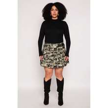 Plus Size Printed Pleated Skirt - Multicolor - View 1