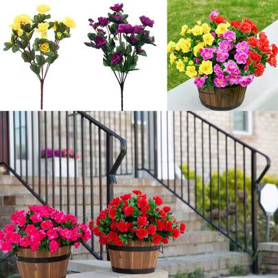 1/5 قطع نباتات وأزهار اصطناعية خارجية مقاومة للخارج، أزهار واقعية اصطناعية للديكور ، أبواب أمامية وشرفات وحدائق المنزل وشرفات وديكور
