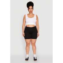 Plus Size High Waist Bike Shorts - Multicolor - View 2