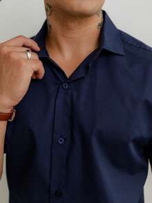 Men's Short Sleeve Shirt Premium Quality Light And Fresh Fabric Easy To Iron - 青碧色 - 查看 3