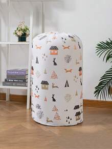 1 Stück große zylindrische Kordelzug Aufbewahrungstasche, bunte Cartoon-bedruckte Aufbewahrungstasche, geeignet für Zuhause, Zimmer und Kleiderschrank, staubdicht, platzsparend und langanhaltend Aufbewahrungstasche für Kleidung und Decken