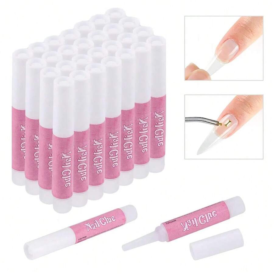 30/50/100 Pcs Professional Nail Glue For Acrylic & Press-On Nails – Quick Dry, Long-Lasting Bond, 2g/0.07oz Tube - Trong sáng - Xem 1