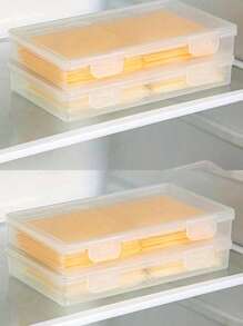 2pcs Butter Cheese Packaging Storage Box, Cheese Slice Storage Box, Transparent Cheese Container, Kitchen Accessories