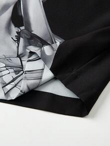 男士夏季短袖 Polo 衫，女神印花时尚休闲衬衫