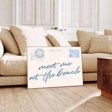 1pc Unframed Meet Me At The Beach Post Card Wall Art Poster Canvas Print Minimalist Summer Coastal Granddaughter Beachy Aesthetic Decor Painting For Apartment,Living Room,Bedroom,Modern Home Decoration