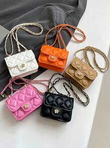 1 Stück vielseitiger, stilvoller, retromodischer Umhängetasche, kleine quadratische Tasche, Mini-Tasche, Modekette, Schultertasche, Umhängetasche, beliebte neue hochwertige Textur, Strass-Kette, Lippenstift-Schulter-Umhängetasche, Mini-Dopamin-Stil, einfarbige Handtasche, Umhängetasche